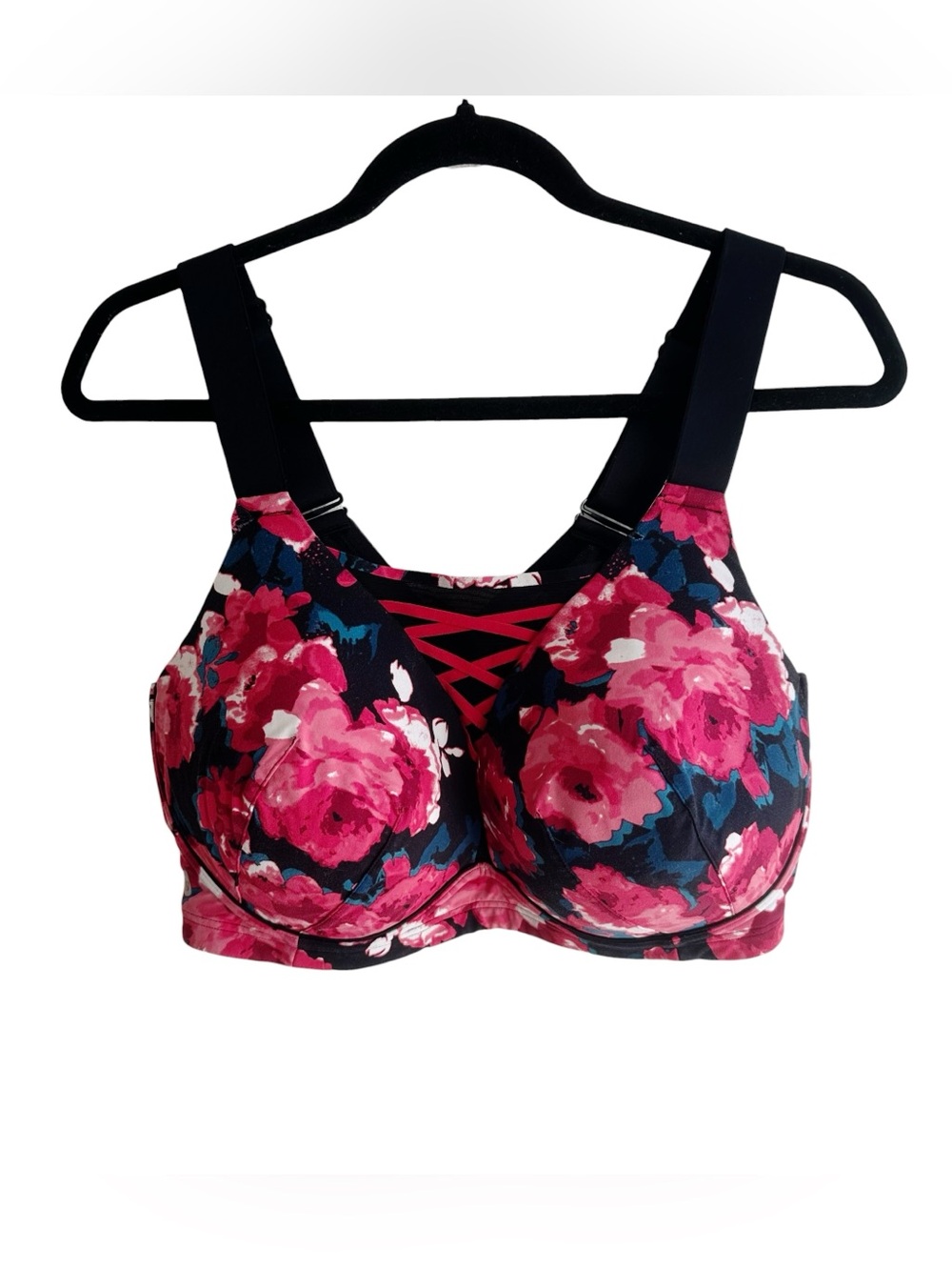 Livi Active Cacique Red Floral Medium Impact Sports Bra